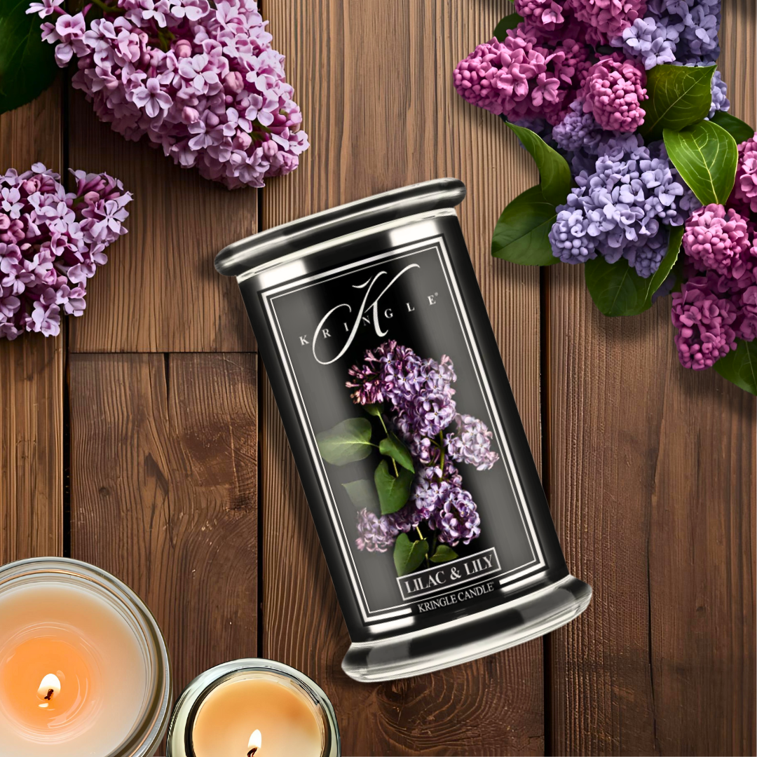 Lilac & Lily Black Jar | Soy Candle - Kringle Candle Israel