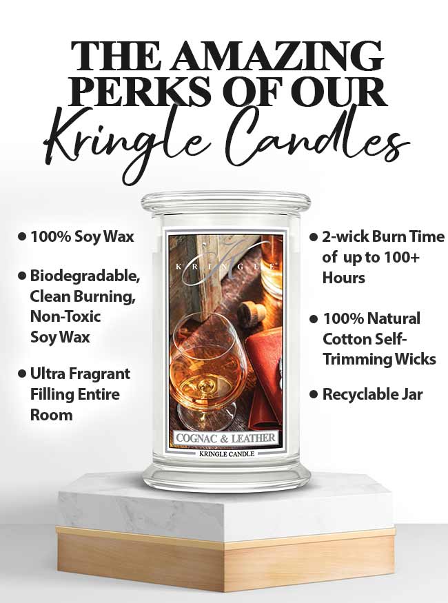 Cognac & Leather | Soy Candle - Kringle Candle Israel