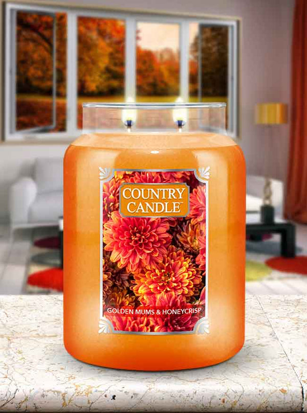 Golden Mums & Honeycrisp Large Jar Candle - Kringle Candle Israel